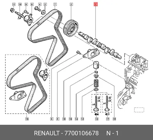 Распредвал RENAULT 7700106678