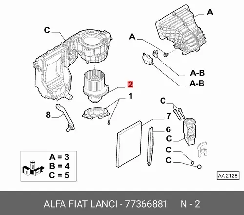 Вентилятор отопителя FIAT 77366881