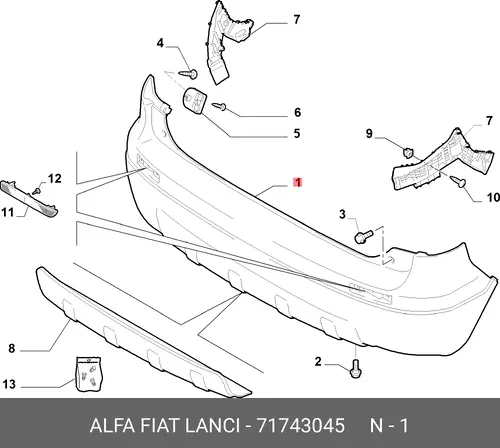 бампер задний 71743045 FIAT