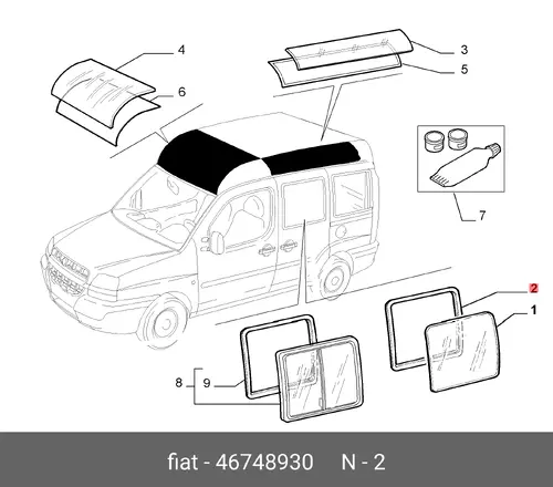 УПЛОТНИТЕЛЬ СТЕКЛА 46748930 FIAT