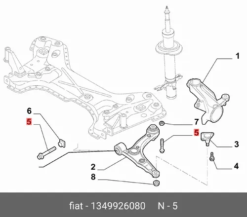  БОЛТ ПОДВЕСКИ 1349926080 FIAT
