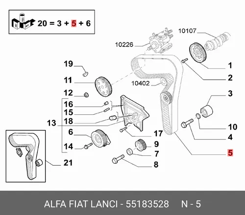 Ремень ГРМ 55183528 FIAT